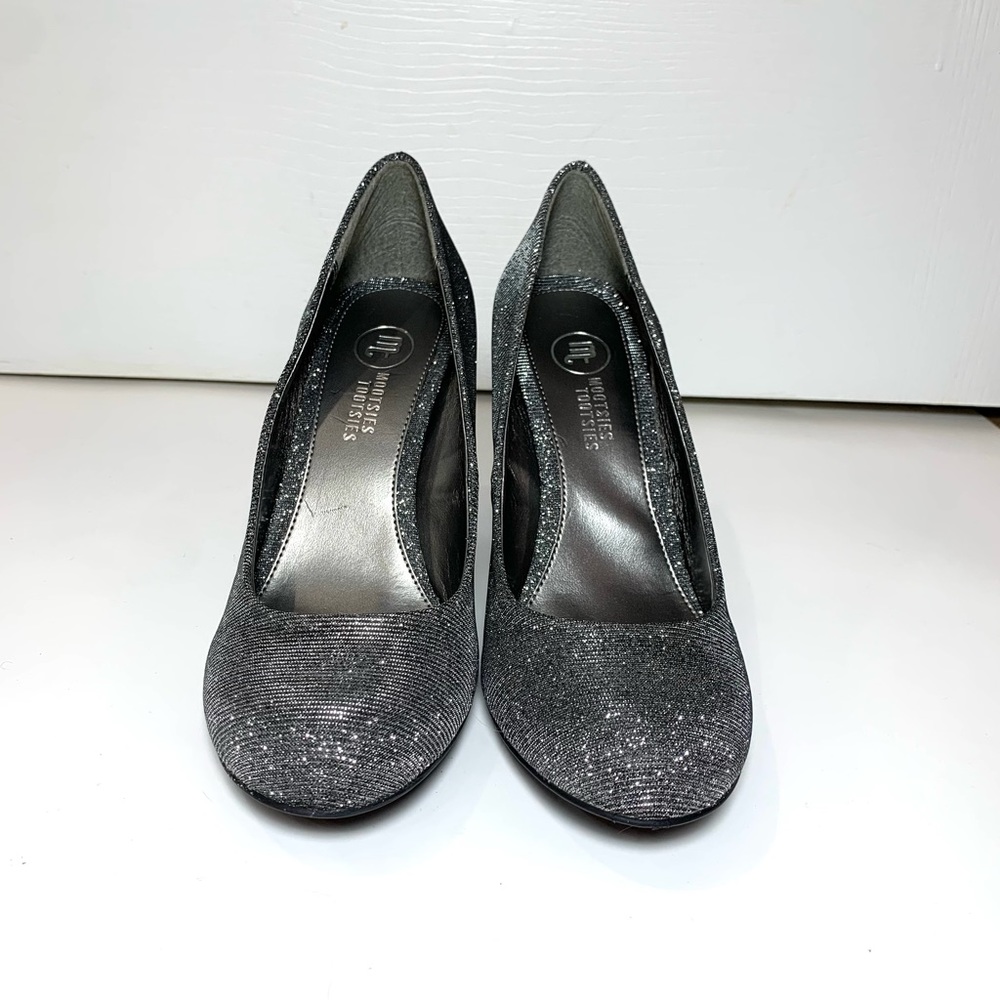 Sparkling Pewter Silver Glitter Pumps Metallic High Heel Party Shoes Formal NIB - Picture 4 of 10